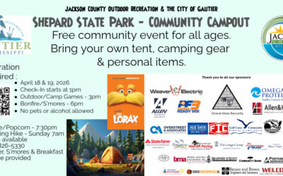 JACKSON COUNTY OUTDOOR RECREATION & THE CITY OF GAUTIER SHEPARD STATE PARK - COMMUNITY CAMPOUT Free community event for all ages. Bring your own tent, camping gear & personal items.